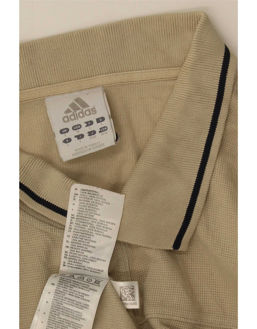 Polo Adidas da uomo in cotone a righe larghe beige