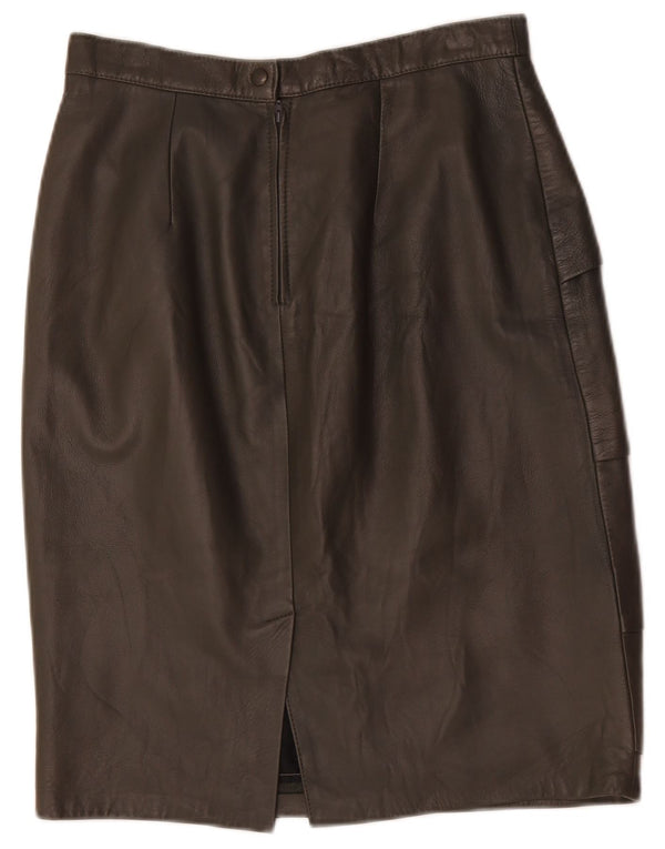 Gonna in pelle vintage da donna W30 marrone medio