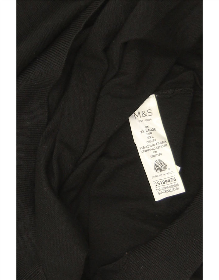 Maglione da uomo con scollo a V Marks & Spencer 2XL lana merino nera