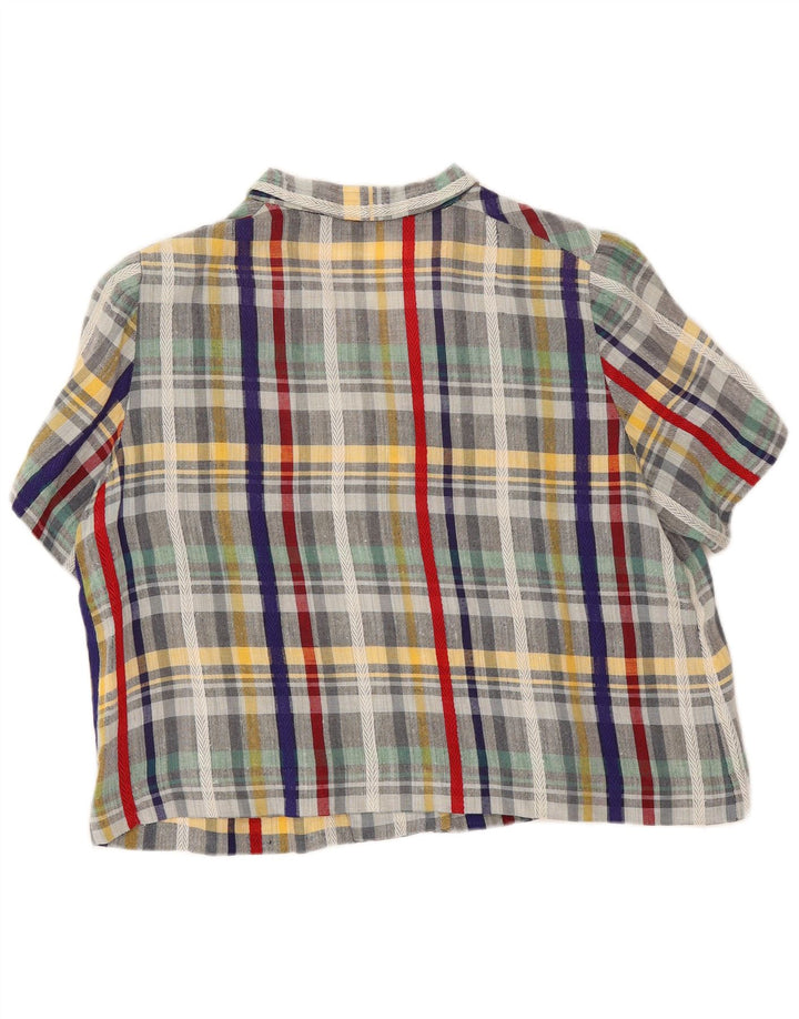 Camicia vintage da donna a maniche corte UK 18 XL a quadri multicolore