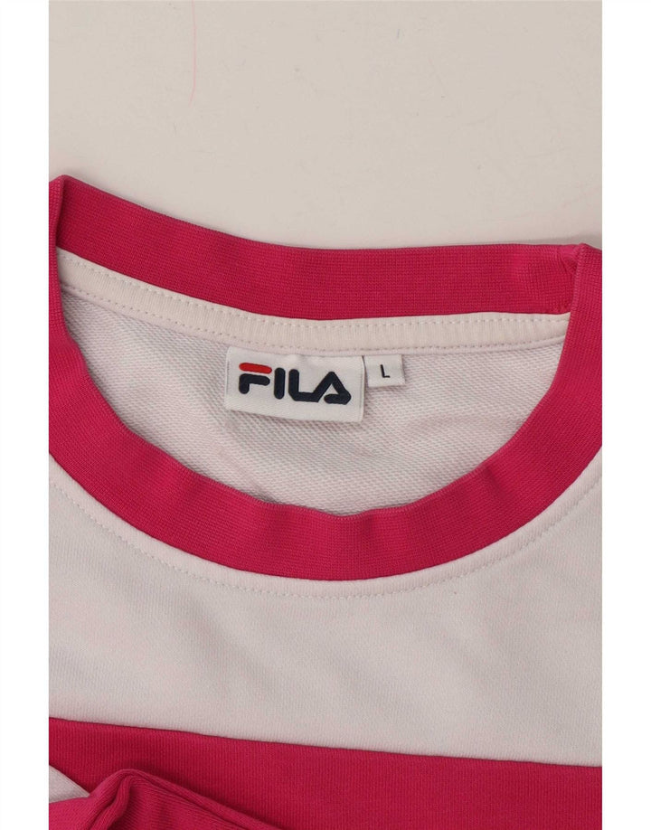 Felpa corta oversize da donna Fila, maglione UK 16, grande, colore bianco