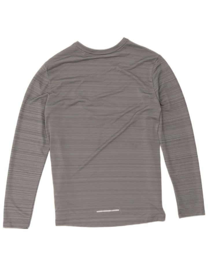 Nike Dri Fit Top da donna a maniche lunghe UK 12 Poliestere a righe grigio medio