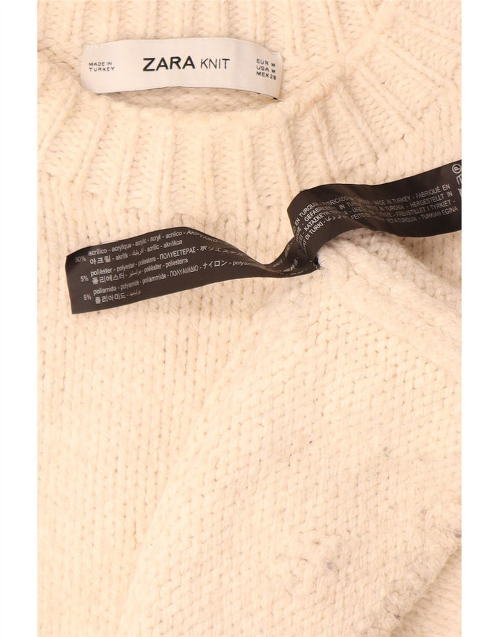 Maglione girocollo oversize da donna Zara UK 14 Acrilico beige medio