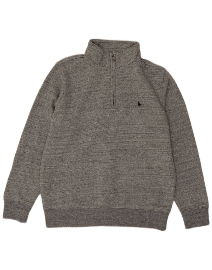 JACK WILLS Felpa da uomo con vestibilità classica, collo con zip, maglione grande, grigio screziato