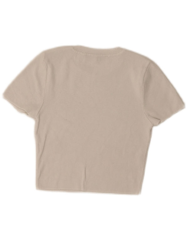 T-shirt corta da donna Zara UK 12 bianca media