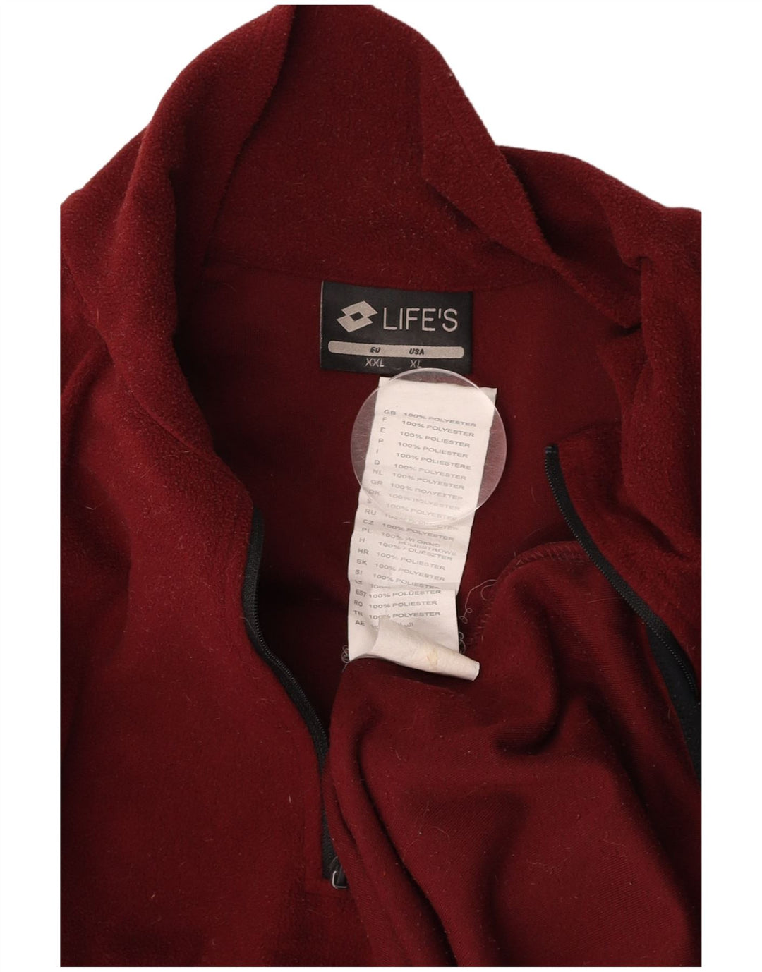 Maglione in pile da uomo con zip e collo LOTTO 2XL poliestere bordeaux