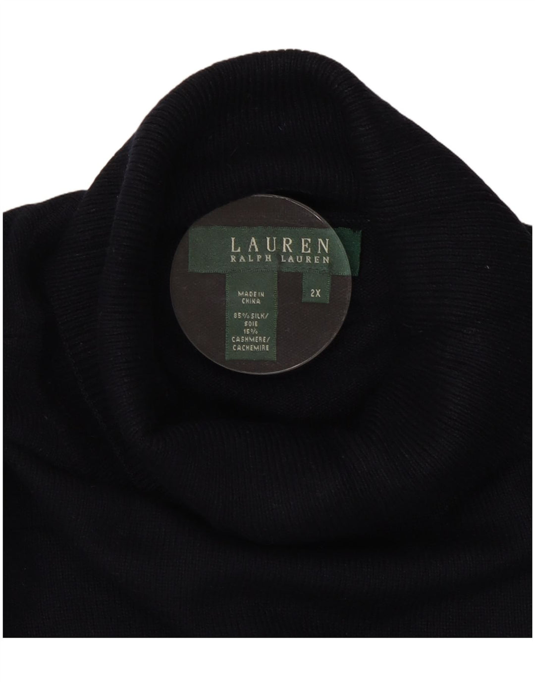 RALPH LAUREN Maglione maglione da donna con collo alto UK 20 2XL Seta blu navy