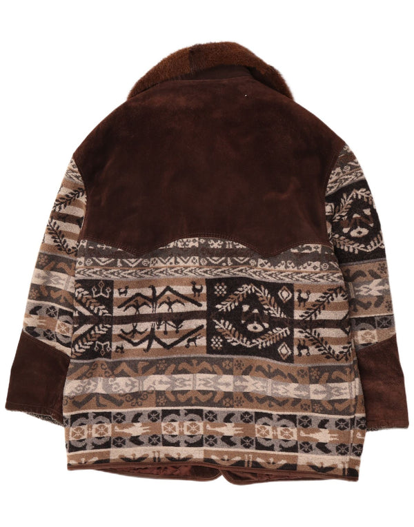 Nuovo soprabito da uomo veloce UK 44 2XL Lana Fair Isle marrone