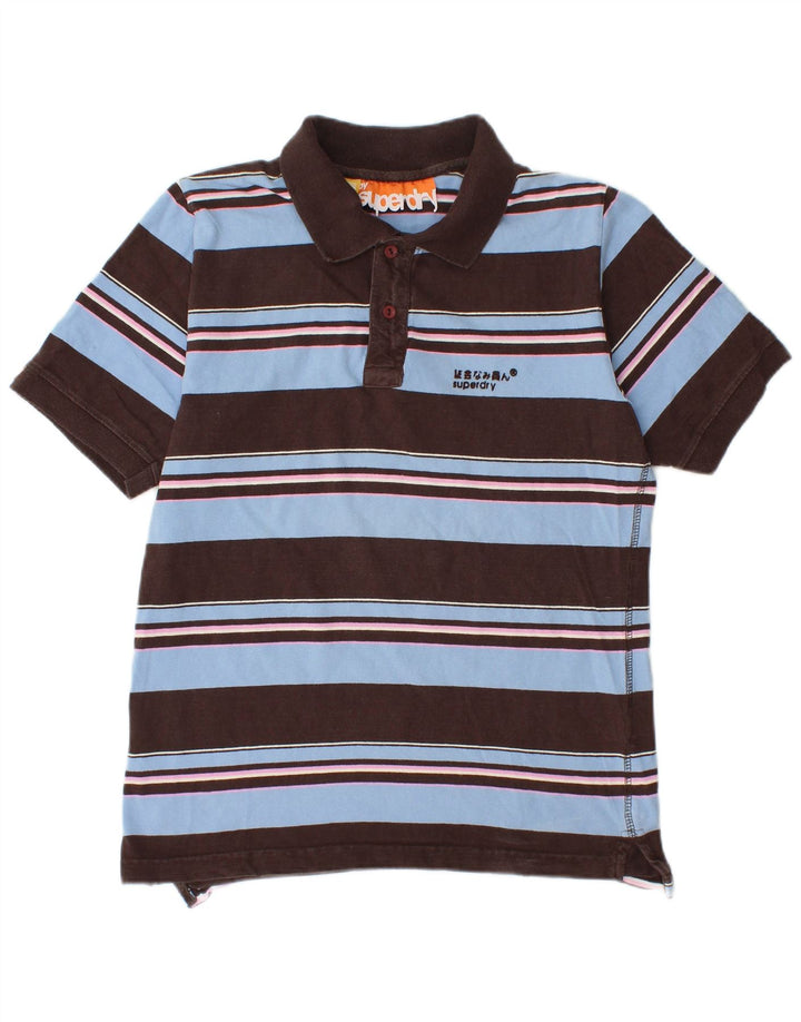 Polo da uomo Superdry piccola in cotone a righe marroni