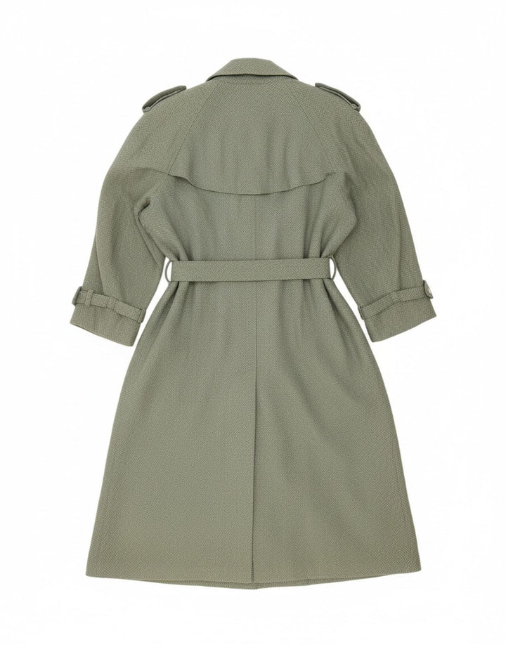 VINTAGE Womens Trench Coat UK 14 Large Green Chevron