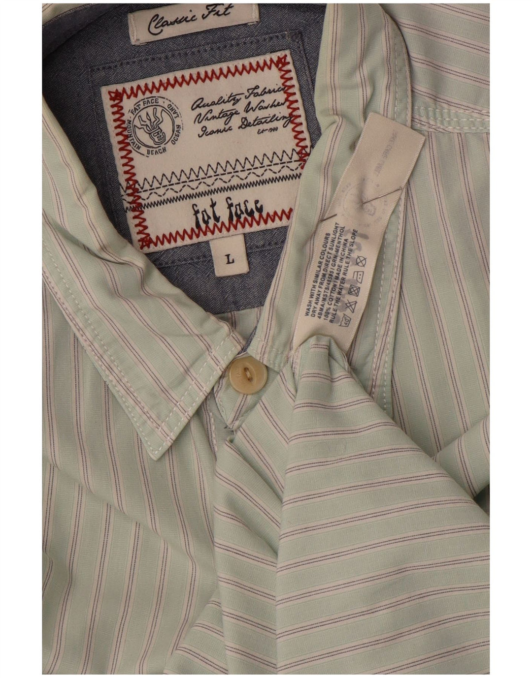 Camicia da uomo dal taglio classico Fat Face, in cotone a righe verdi grandi