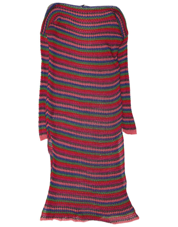 Abito maglione da donna Zara all'uncinetto UK 10 Piccolo in viscosa a righe multicolore