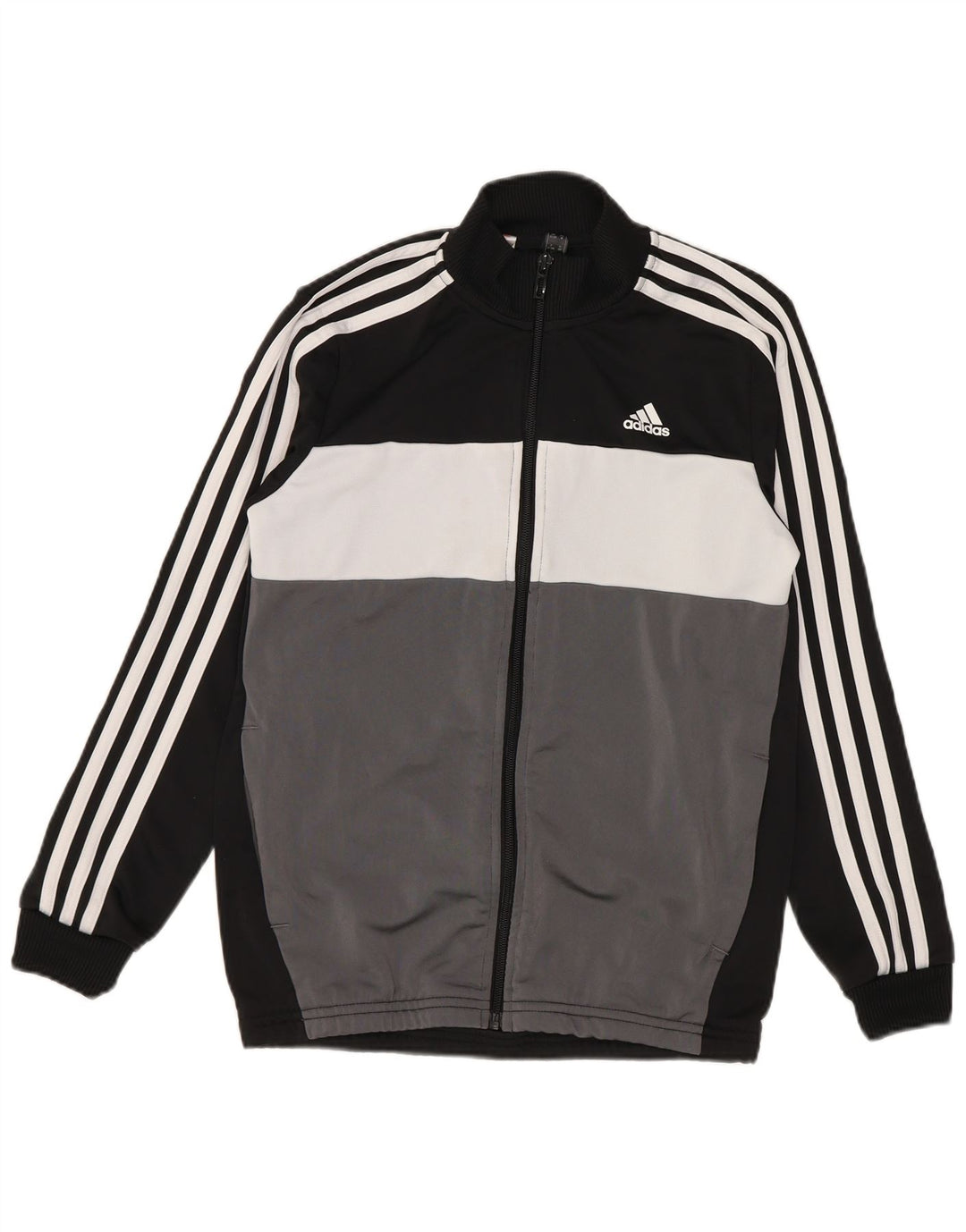 Giacca da tuta da ragazzo Adidas 11-12 anni in poliestere color block grigio