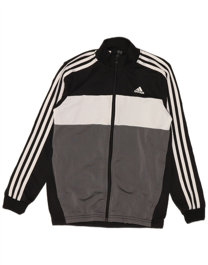 Giacca da tuta da ragazzo Adidas 11-12 anni in poliestere color block grigio