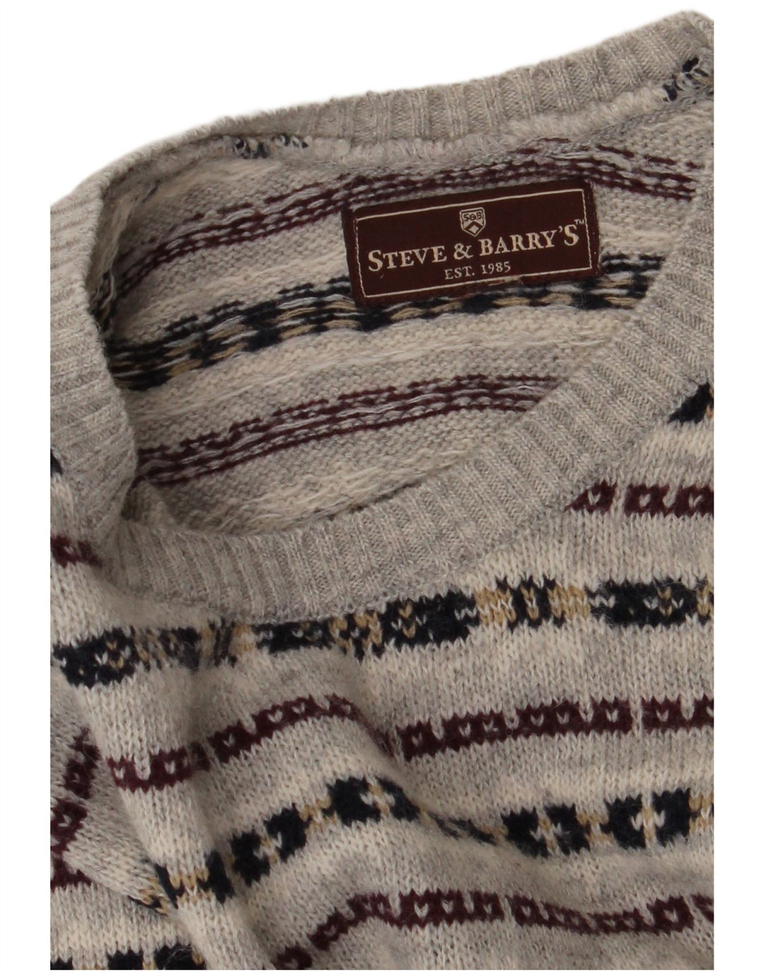 Maglione maglione girocollo da uomo di Steve & Baryy XL a righe grigie
