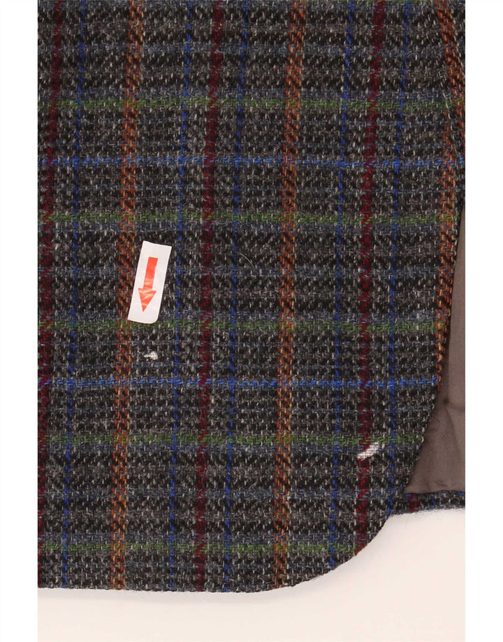 Giacca blazer vintage da uomo a 2 bottoni UK 40 grande lana a quadri grigi