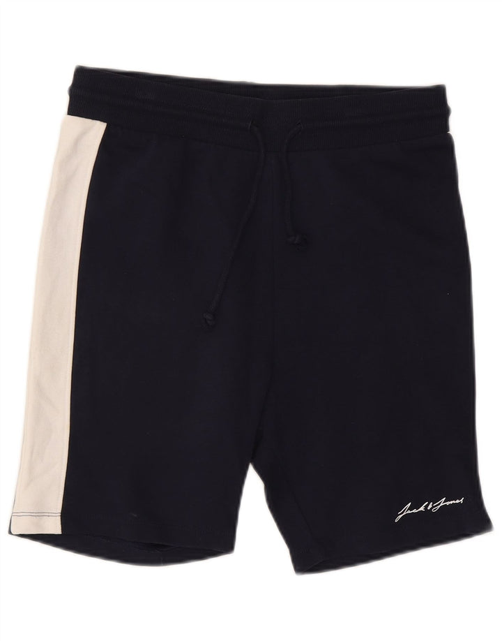 Pantaloncini sportivi da uomo Jack & Jones medi in cotone color block blu navy