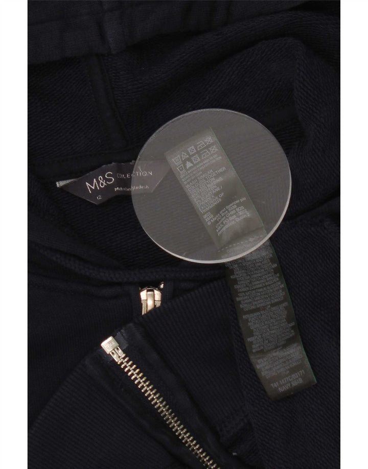 Maglione con cappuccio e zip da donna Marks & Spencer UK 12 cotone blu navy medio