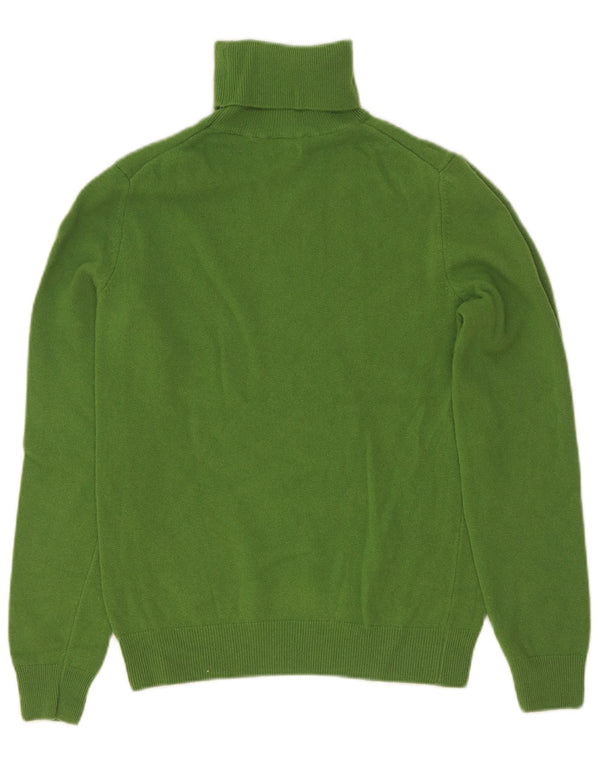 Maglione maglione da donna a collo alto Benetton UK 8 piccolo verde lana merino