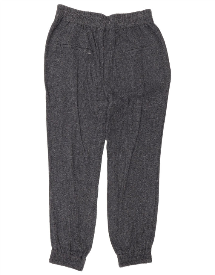 Pantaloni jogging da donna Zara medi W28 L27 viscosa a spina di pesce blu navy