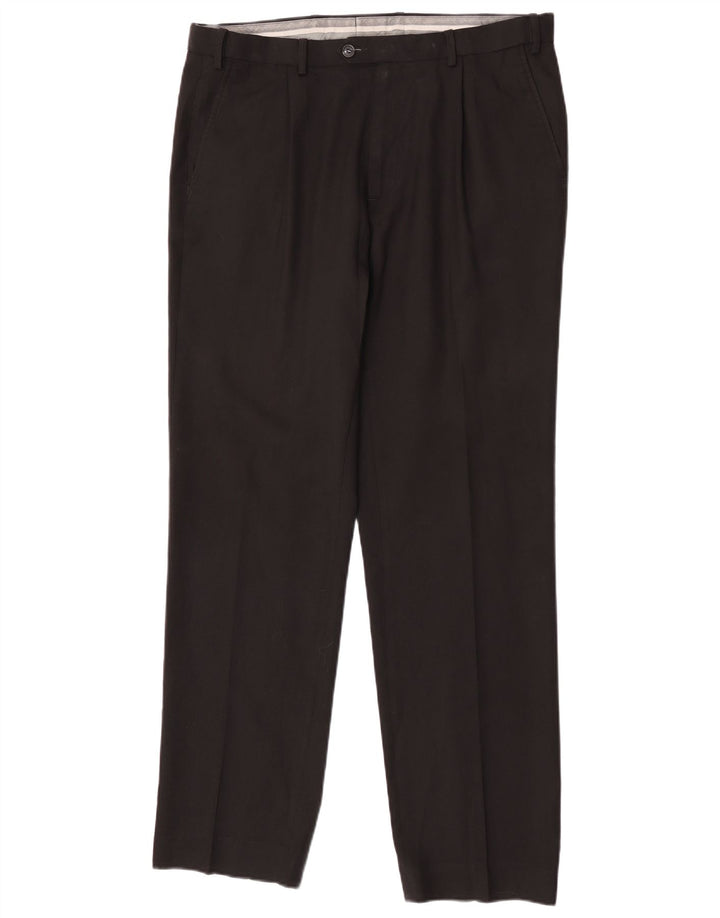 Pantaloni da abito vestibilità regolare da uomo Marks & Spencer W36 L33 lana nera