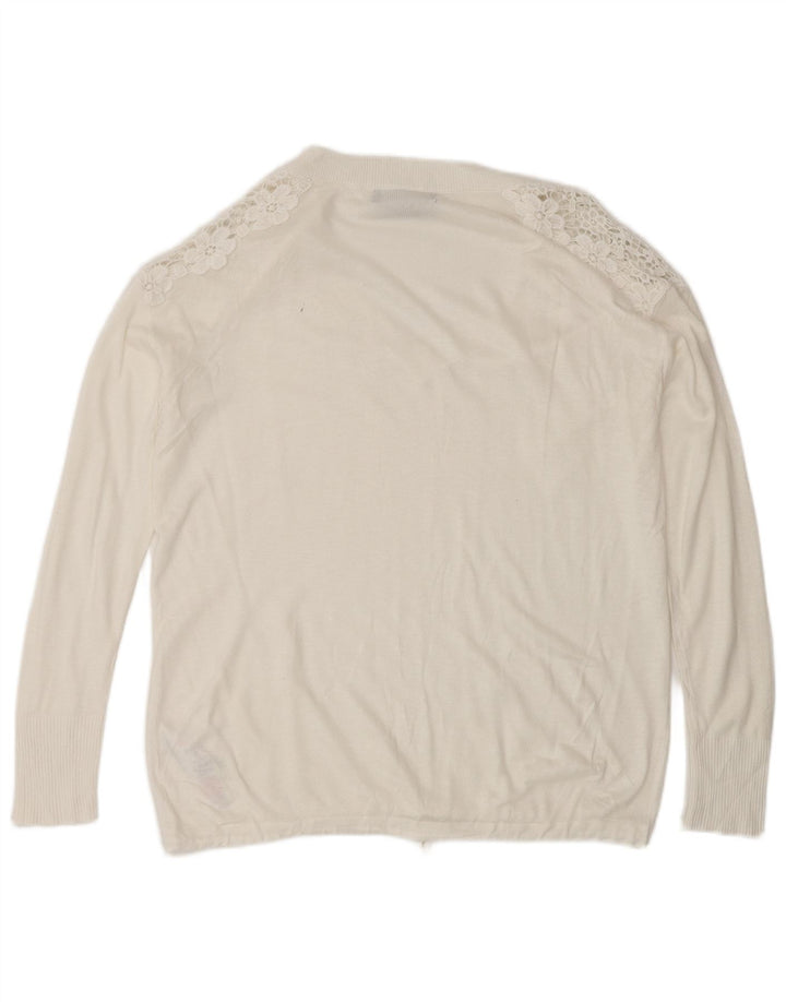 Maglione con scollo a V da donna Marks & Spencer UK 14 Medio bianco floreale