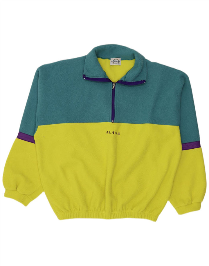 Maglione in pile da uomo Alaska con zip e collo XL in poliestere color block giallo