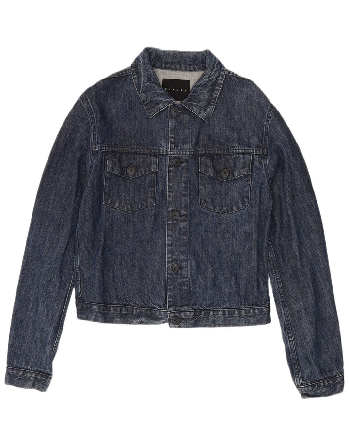 Giacca in denim da donna Sisley UK 14 cotone blu navy medio