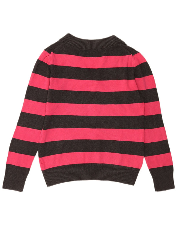 Maglione da donna con scollo a V Gap UK 12 Cotone a righe rosa medio