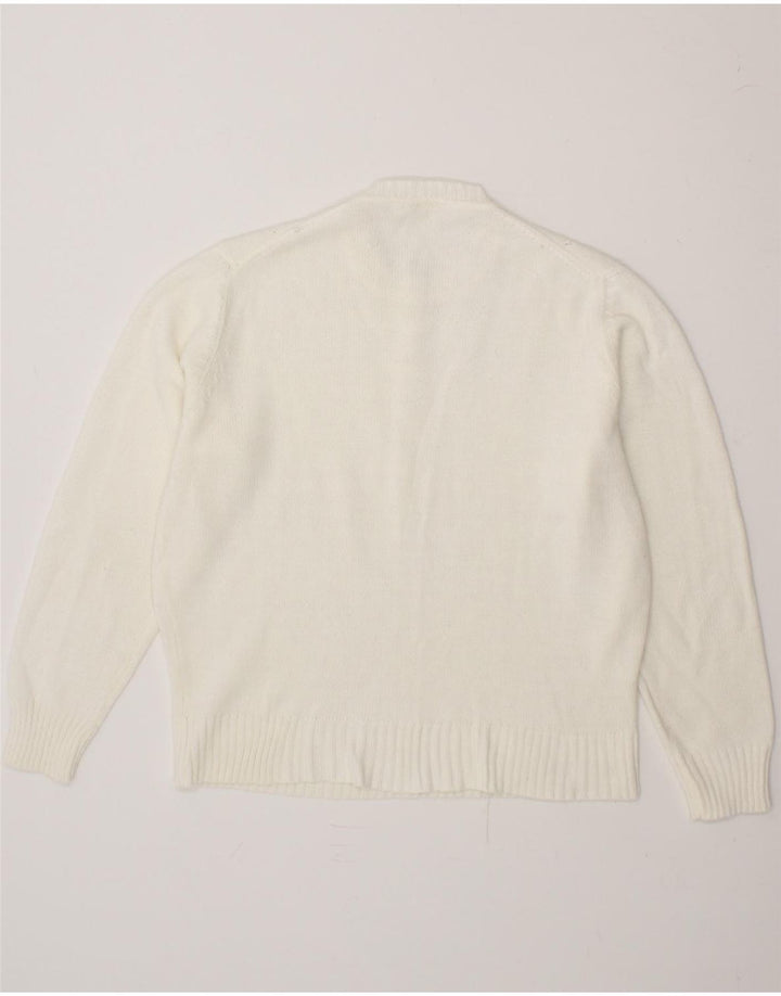 VINTAGE Womens Crew Neck Jumper Sweater UK 14 Large White Vintage Vintage and Second-Hand Vintage from Messina Hembry 