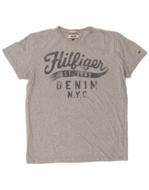 T-shirt grafica da uomo Tommy Hilfiger Top grande in cotone chiazzato grigio