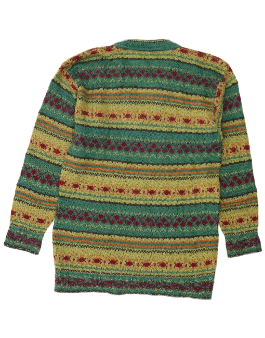 PIU VERONA Maglione da donna con scollo a V UK 14 Verde medio Fair Isle