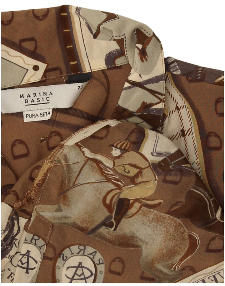 Marina Rinaldi Camicetta alta da donna taglia 25 grande patchwork marrone