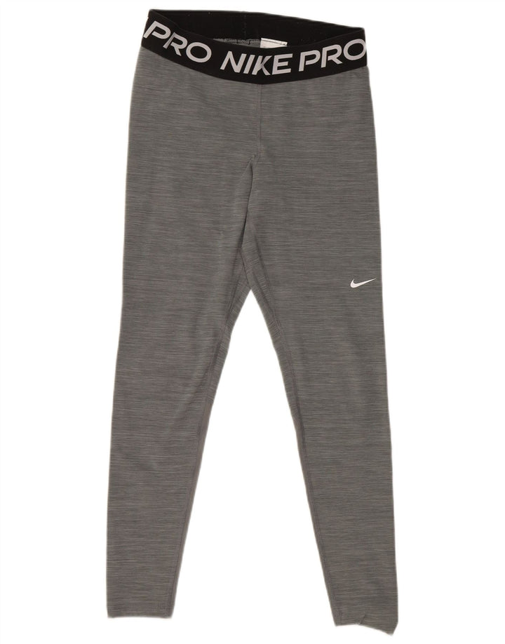 Leggings grafici NIKE Dri Fit da donna UK 12 Poliestere grigio medio