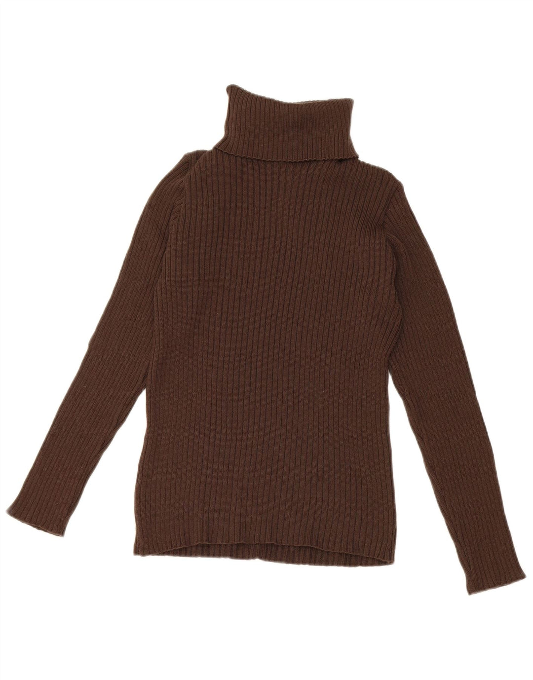 Maglione maglione vintage da donna con collo alto EU 36 piccola lana merino marrone