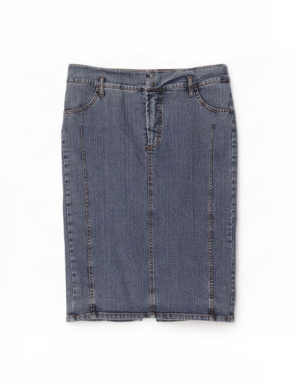 Gonna in denim da donna Ferre IT 46 Large W32 in cotone blu