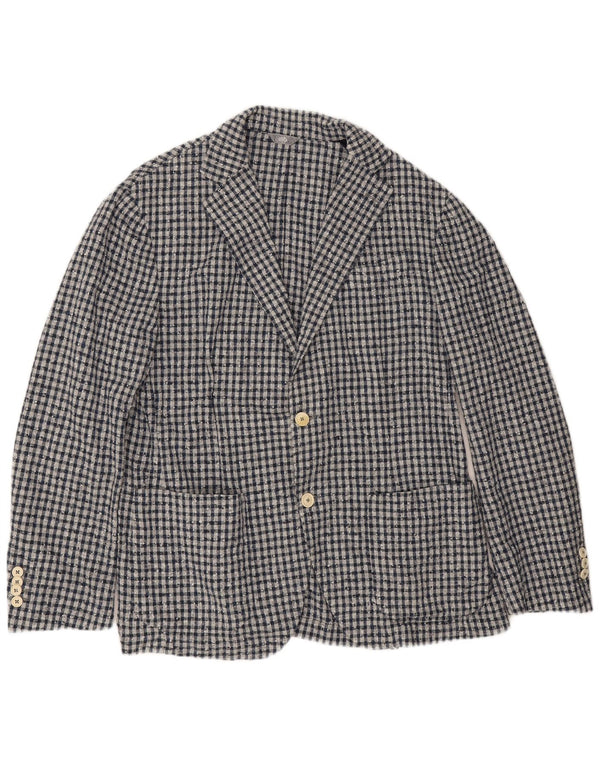 Giacca Blazer 2 Bottoni Fradi Uomo IT 54 2XL Cotone Vichy Blu Navy