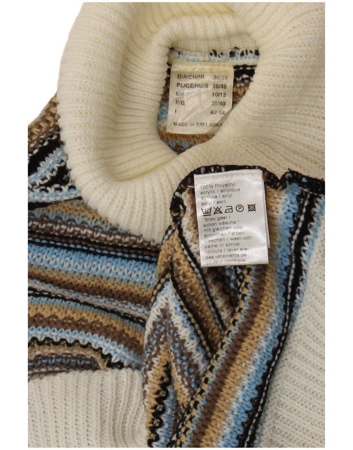 Maglione maglione collo alto da donna VINTAGE UK 10/12 piccolo multicolore