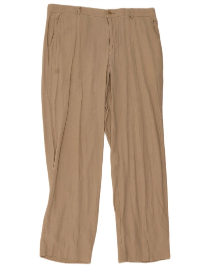 Pantaloni chino vestibilità regolare da uomo Marks & Spencer W36 L33 Lino beige