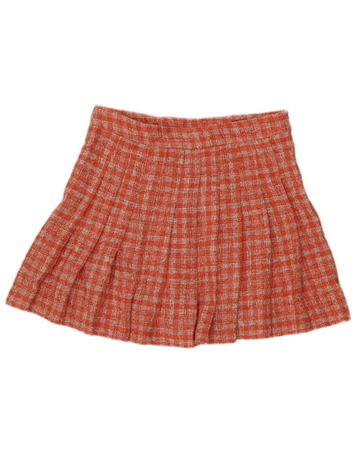 Mini gonna a pieghe da donna Zara media W28 poliestere a quadri arancione