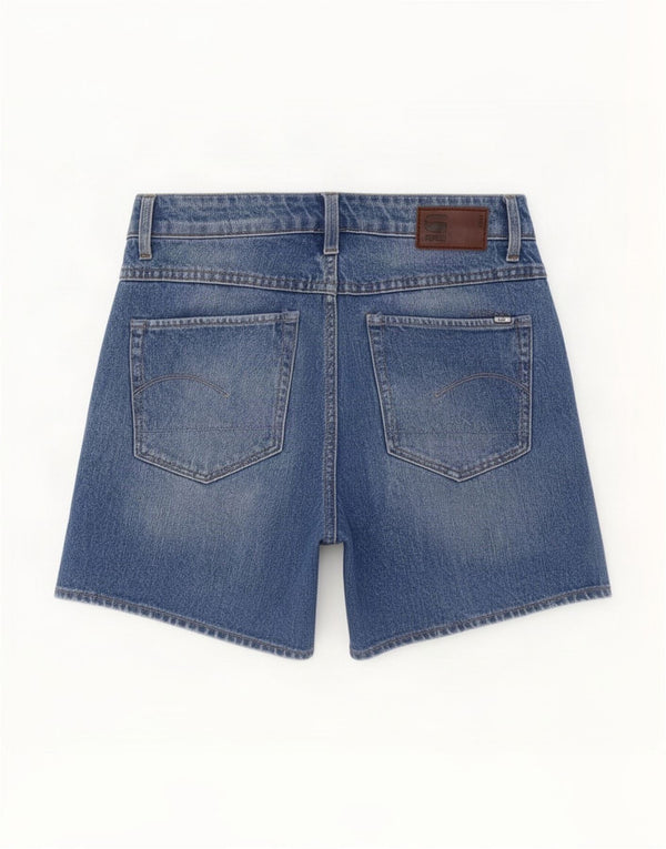 Pantaloncini di jeans invecchiati G-Star 3301 da donna piccoli W26 in cotone blu