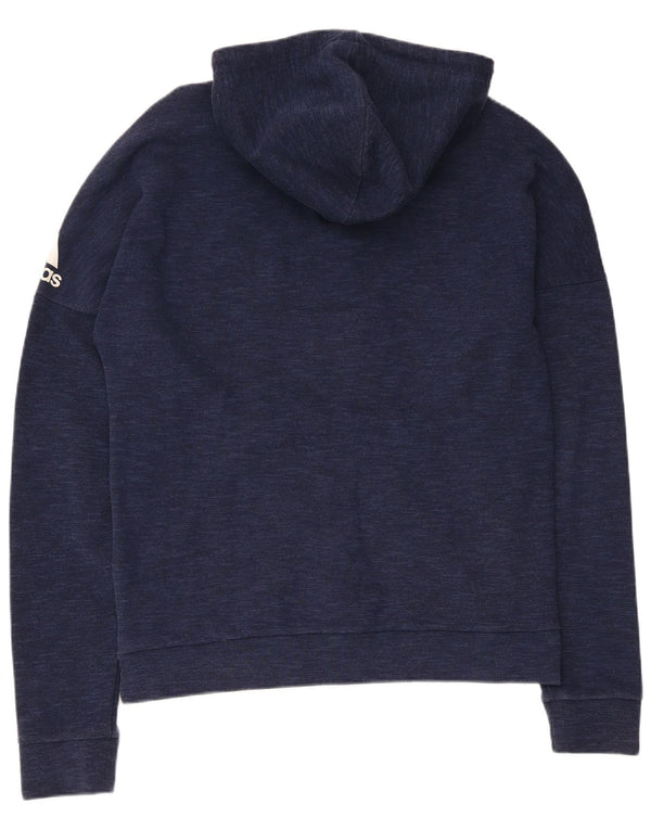 Maglione con cappuccio e zip da uomo Adidas in cotone blu navy medio