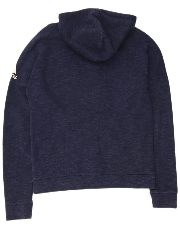Maglione con cappuccio e zip da uomo Adidas in cotone blu navy medio