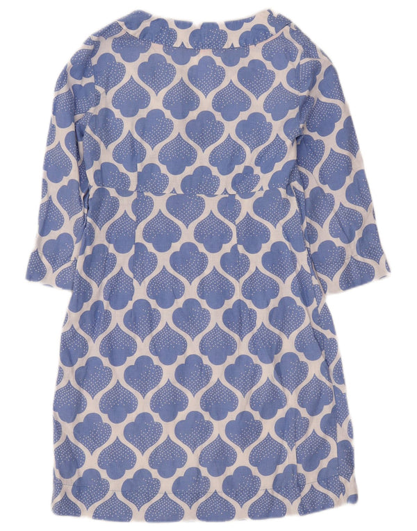 Boden Abito da donna a trapezio con maniche a 3/4 con motivo astratto UK 8 Piccolo lino blu