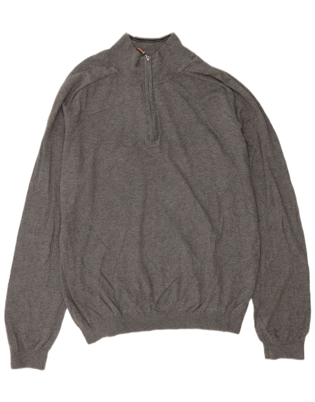 EDDIE BAUER Maglione da uomo con zip e collo grande in cotone grigio