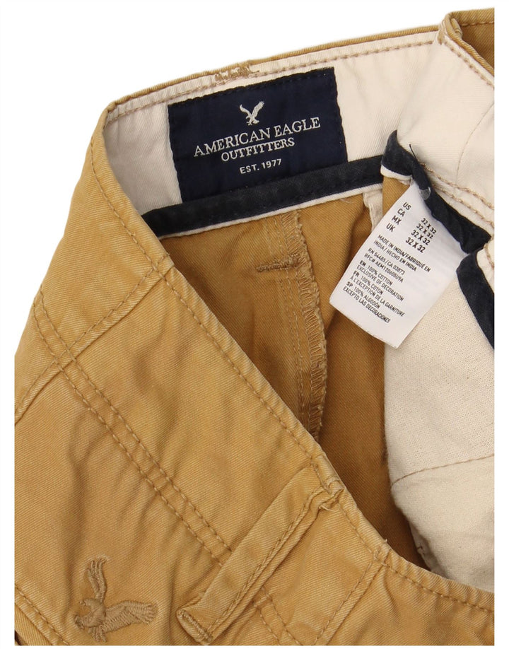 AMERICAN EAGLE Pantaloni chino dritti da uomo W32 L32 in cotone marrone
