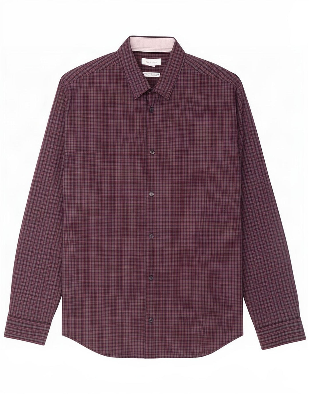Camicia da uomo Calvin Klein in cotone a quadri grigio medio