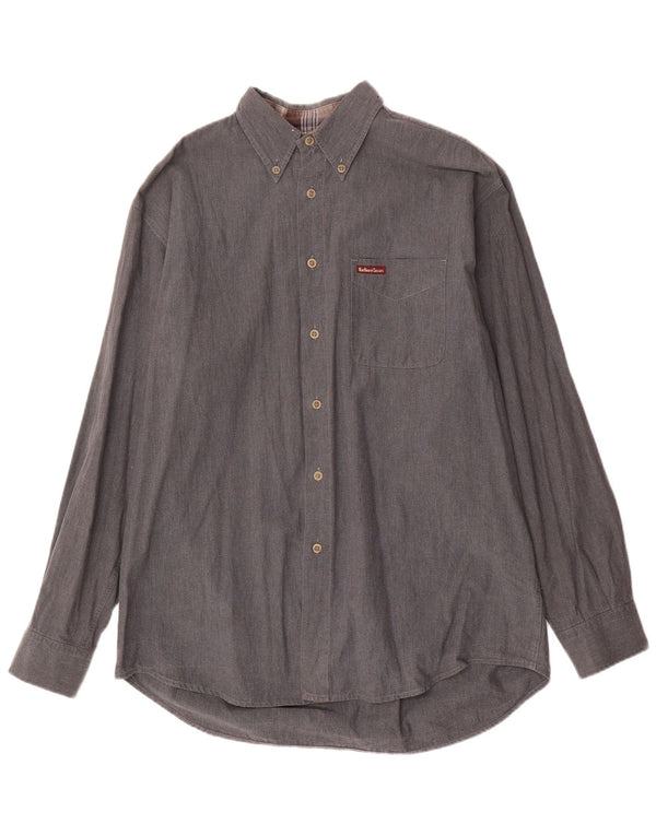Camicia a quadri da uomo Marlboro Classics grande in cotone grigio