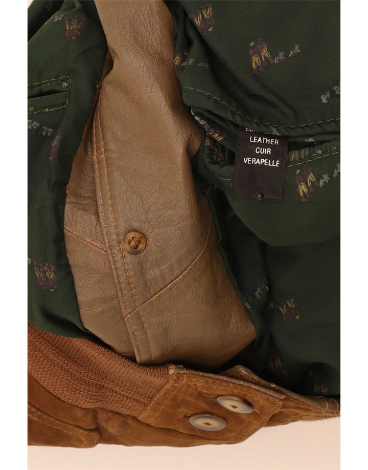 Giubbotto bomber in pelle scamosciata vintage da uomo UK 42 XL in pelle marrone