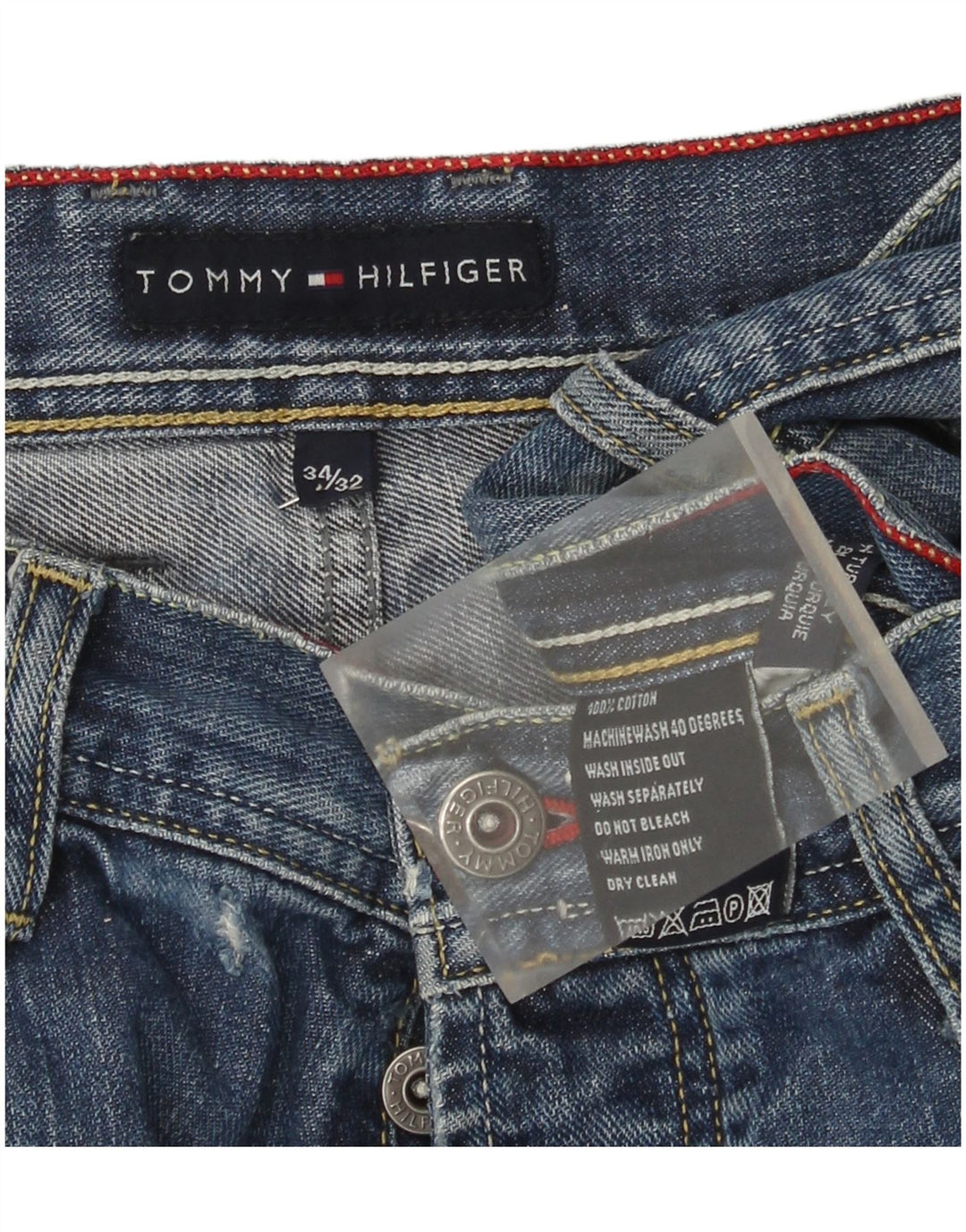 Jeans dritti da uomo Tommy Hilfiger W34 L32 cotone blu